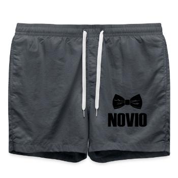 Novio Boyfriend Bowtie Engagement Wedding Groom - Swim Trunks - anthracite - Front - AI Model Male 185 light (185cm)