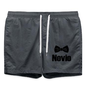 Novio Boyfriend Bowtie Engagement Wedding Groom - Swim Trunks - anthracite - Front - AI Model Male 185 light (185cm)
