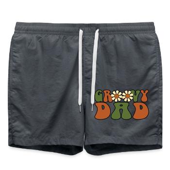 Retro Groovy Dad Matching Family Baby Shower - Swim Trunks - anthracite - Front - AI Model Male 185 light (185cm)