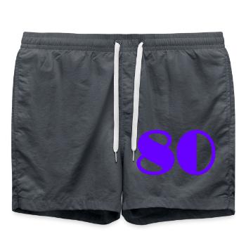 80. 80 YEARS. 80TH ANNIVERSARY. BIRTHDAY 80 YEARS. - Swim Trunks - anthracite - Front - AI Model Male 185 light (185cm)