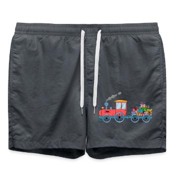 Kinderzug Eisenbahn mit Anhäger - Badeshorts - Anthrazit - Vorne - AI Model Male 185 light (185cm)