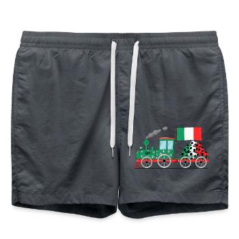 Italien Flagge Fußball Eisenbahn - Badeshorts - Anthrazit - Vorne - AI Model Male 185 light (185cm)