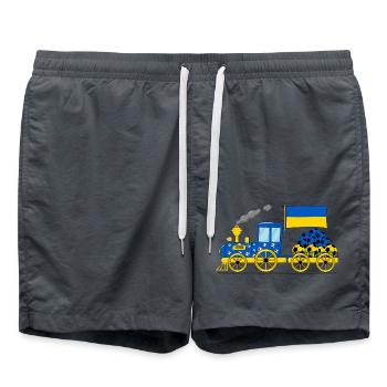 Chemin de fer de football de drapeau d’Ukraine - Short de bain - charbon - Devant - AI Model Male 185 light (185cm)