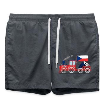 Czech Republic Flag Football Railway - Swim Trunks - anthracite - Front - AI Model Male 185 light (185cm)