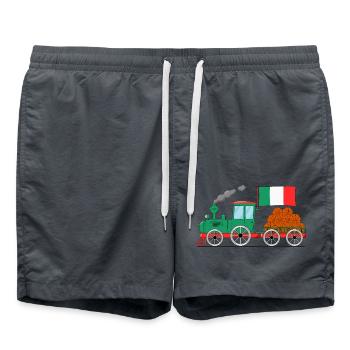 Italien Flagge Basketball Eisenbahn - Badeshorts - Anthrazit - Vorne - AI Model Male 185 light (185cm)