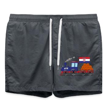 Croatia Flag Basketball Railway - Swim Trunks - anthracite - Front - AI Model Male 185 light (185cm)