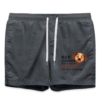 Lustiger Spruch, Zocken hält Aggromon in Schach - Badeshorts - Anthrazit - Vorne - AI Model Male 185 light (185cm)