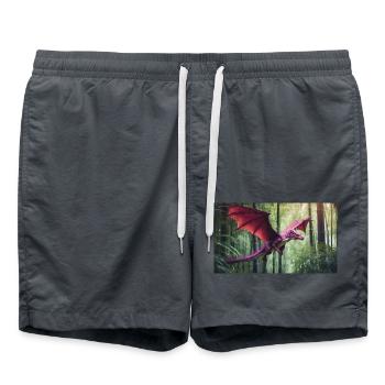 A realistic majestical green dragon is hunting - Swim Trunks - anthracite - Front - AI Model Male 185 light (185cm)