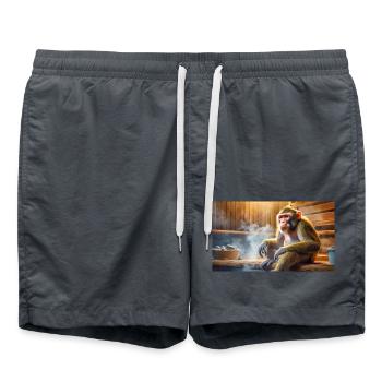 Pun ambiguous expression – Affenhitze (heat) - Swim Trunks - anthracite - Front - AI Model Male 185 light (185cm)