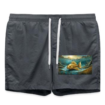 Pun ambiguous expression - Goldfisch (goldfish) - Swim Trunks - anthracite - Front - AI Model Male 185 light (185cm)