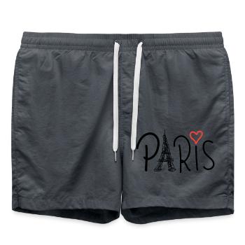 Paris avec la Tour Eiffel et le cœur rouge - Short de bain - charbon - Devant - AI Model Male 185 light (185cm)