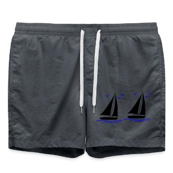 Sailboats 02 - Swim Trunks - anthracite - Front - AI Model Male 185 light (185cm)