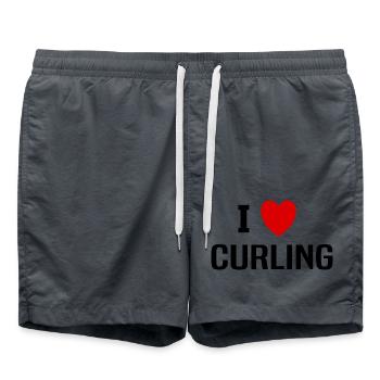 Ich liebe Curling - Badeshorts - Anthrazit - Vorne - AI Model Male 185 light (185cm)
