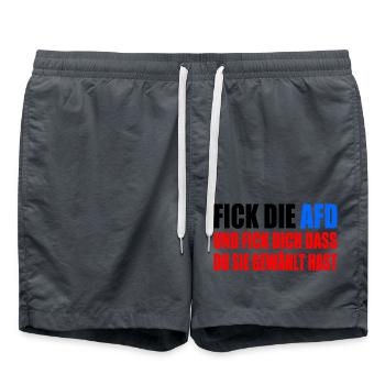 FCK AFD - Gegen Rechts - fuck afd - Badeshorts - Anthrazit - Vorne - AI Model Male 185 light (185cm)