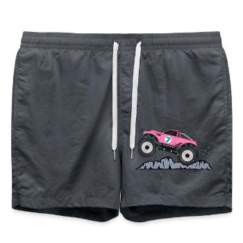 Monster Truck Anniversaire 7 Rose - Short de bain - charbon - Devant - AI Model Male 185 light (185cm)