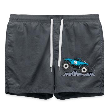 Monster Truck Birthday 9 Turquoise - Swim Trunks - anthracite - Front - AI Model Male 185 light (185cm)