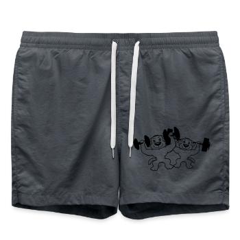 2 Hunde Bodybuilder Stark Muskeln Gym Gewichtheben - Badeshorts - Anthrazit - Vorne - AI Model Male 185 light (185cm)