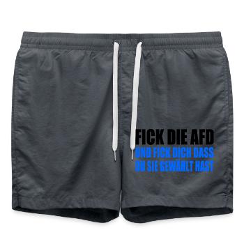 Fuck the AfD - Swim Trunks - anthracite - Front - AI Model Male 185 light (185cm)