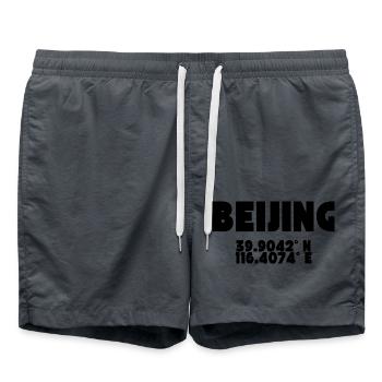Pékin - Concevoir avec des coordonnées - Short de bain - charbon - Devant - AI Model Male 185 light (185cm)