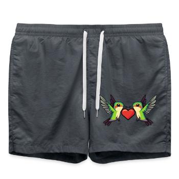 Hummingbird Bird Couple Valentine's Day - Swim Trunks - anthracite - Front - AI Model Male 185 light (185cm)