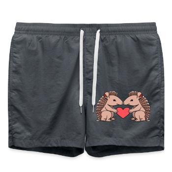 Couple de tatou amoureux Saint-Valentin - Short de bain - charbon - Devant - AI Model Male 185 light (185cm)