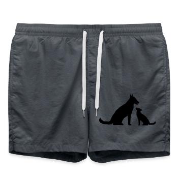 2 Chiens Famille Maman Papa Enfant Petit Père Mère - Short de bain - charbon - Devant - AI Model Male 185 light (185cm)