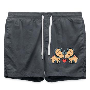 Dinosaur triceratops Couple Heart Valentine's Day - Swim Trunks - anthracite - Front - AI Model Male 185 light (185cm)