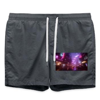 Cyberpunk City4 - Short de bain - charbon - Devant - AI Model Male 185 light (185cm)