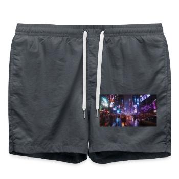 Cyberpunk City2 - Short de bain - charbon - Devant - AI Model Male 185 light (185cm)