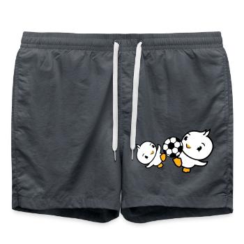 2 Birds Playing Soccer Together Fun Ball Sports - Swim Trunks - anthracite - Front - AI Model Male 185 light (185cm)