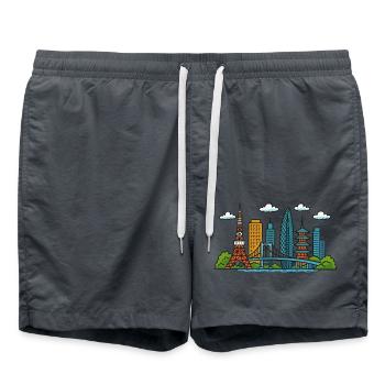 Horizon de la ville de Tokyo - Short de bain - charbon - Devant - AI Model Male 185 light (185cm)