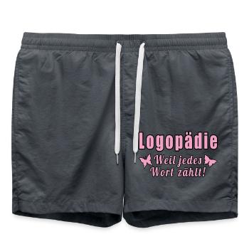 Logopädie Weil Jedes Wort Zählt - Badeshorts - Anthrazit - Vorne - AI Model Male 185 light (185cm)