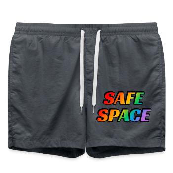 Safe space rainbow text LGBT Pride Month - Swim Trunks - anthracite - Front - AI Model Male 185 light (185cm)