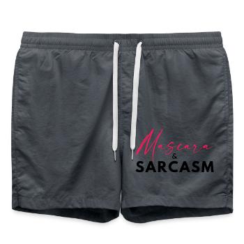 Mascara et sarcasme – Hot Girl Energy Funny Quote -K - Short de bain - charbon - Devant - AI Model Male 185 light (185cm)