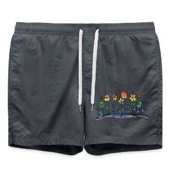 Blumen - Badeshorts - Anthrazit - Vorne - AI Model Male 185 light (185cm)