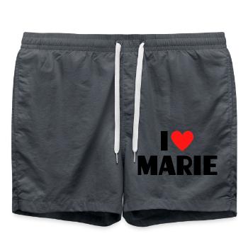 I love Marie Red Heart Love Fan Gift - Swim Trunks - anthracite - Front - AI Model Male 185 light (185cm)