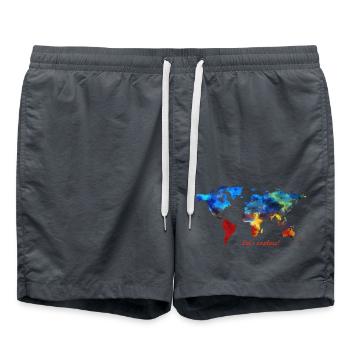 Lets explore! Weltkarte - Badeshorts - Anthrazit - Vorne - AI Model Male 185 light (185cm)