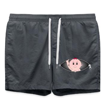 Fille sortant d'une poche zippée - Short de bain - charbon - Devant - AI Model Male 185 light (185cm)