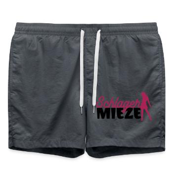 Schlager Mieze Lustiges Motiv Fans - Badeshorts - Anthrazit - Vorne - AI Model Male 185 light (185cm)