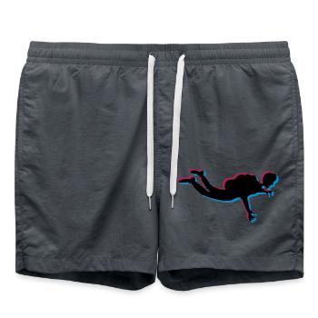 3d parachutist silhouette crash fly f - Swim Trunks - anthracite - Front - AI Model Male 185 light (185cm)