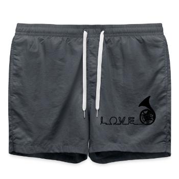 Horn Love * Love Horn * French Horn * I love music - Swim Trunks - anthracite - Front - AI Model Male 185 light (185cm)