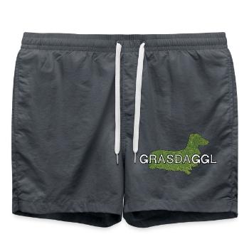 Grasdaggl typisch schwäbisches Schempfword - Badeshorts - Anthrazit - Vorne - AI Model Male 185 light (185cm)