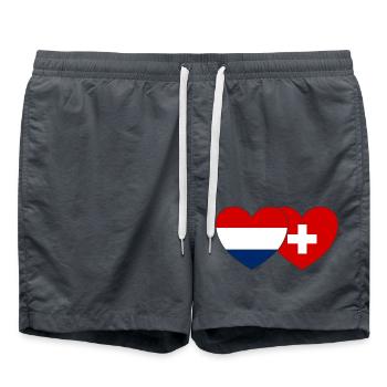 Switzerland Holland Flag Heart - Swim Trunks - anthracite - Front - AI Model Male 185 light (185cm)
