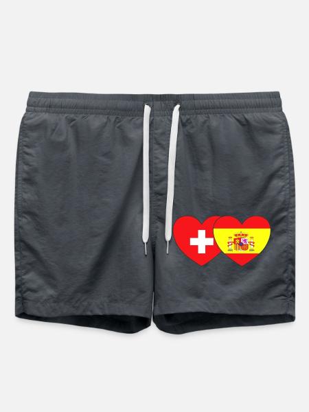 Suisse Espagne Drapeau Cœur - Short de bain - charbon