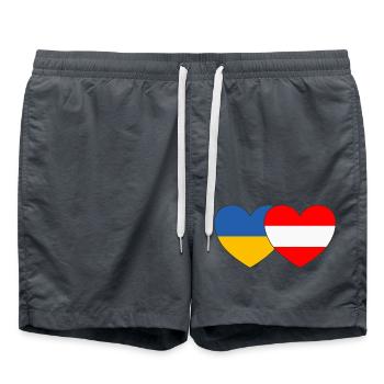 Ukraine Austria Flag Heart - Swim Trunks - anthracite - Front - AI Model Male 185 light (185cm)