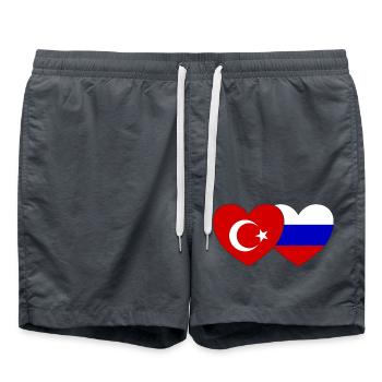 Turquie Russie Drapeau Coeur - Short de bain - charbon - Devant - AI Model Male 185 light (185cm)
