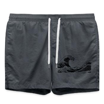 Kanagawa Waves Aesthetic Japanese Art Great Wave - Swim Trunks - anthracite - Front - AI Model Male 185 light (185cm)