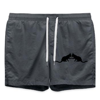 Silhouette 2 süße Katzen - Badeshorts - Anthrazit - Vorne - AI Model Male 185 light (185cm)