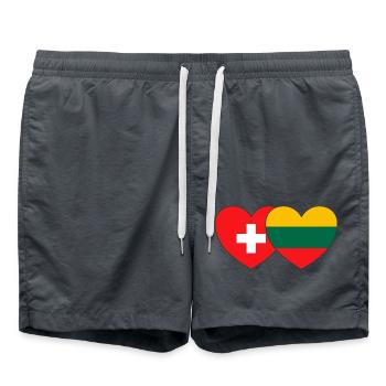Suisse Lituanie Drapeau Cœur - Short de bain - charbon - Devant - AI Model Male 185 light (185cm)