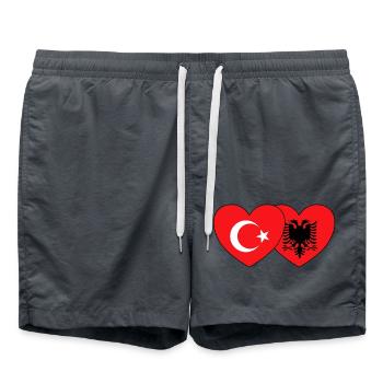 Turquie Albanie Drapeau Coeur - Short de bain - charbon - Devant - AI Model Male 185 light (185cm)